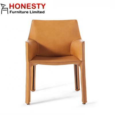 HC273 Modern Italian Design Hotel Restaurant Furniture Dining Rooom Chair Saddle Leather Cab Armchair