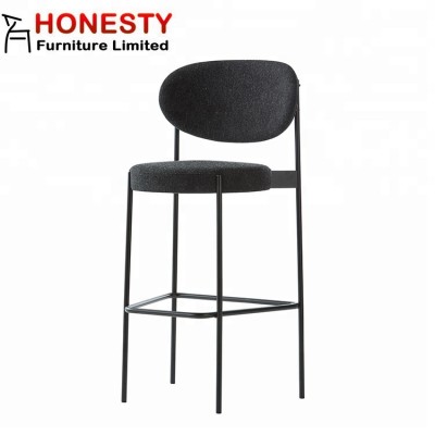 ST022 Mid Century Home Center Cycle Round Metal Leg Velvet Modern Coco Bar Stool High Chair Supplier