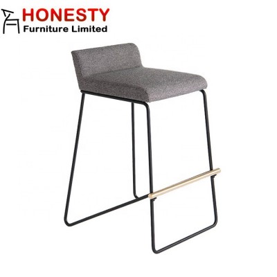 ST014 Wholesale Cheap Mid Century Modern Designer Stainless Steel Upholstered High Kickstand Bar Stool Chair