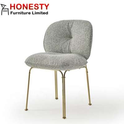 HC216 New Design Luxury Modern Metal Brass Gold Stainless Steel Upholstered Fabric Velvet Restaurant Dining Room Maddo Chair