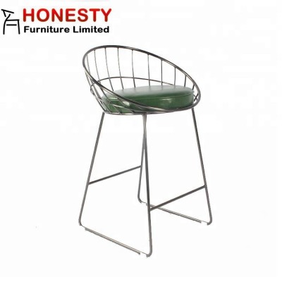 ST017 Wholesale Cheap Mid Century Modern Designer Stainless Steel Upholstered High Kylie Bar Stool Chair