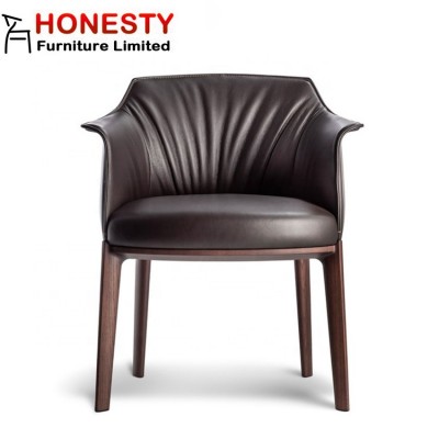 HC222 Modern Italian Design Cheap Restaurant Dining Room Upholstered Leather Fabric Wood Archibald Dining Arm Chair for Sale