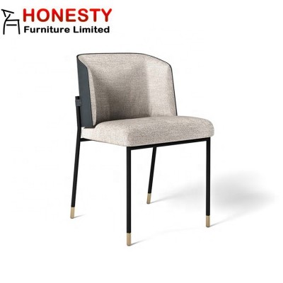 HC239 Wholesale Hotel Restaurant Dining Room Furniture Italian Design Cheap Modern Metal Upholstered Fabric Leather Dining Chair